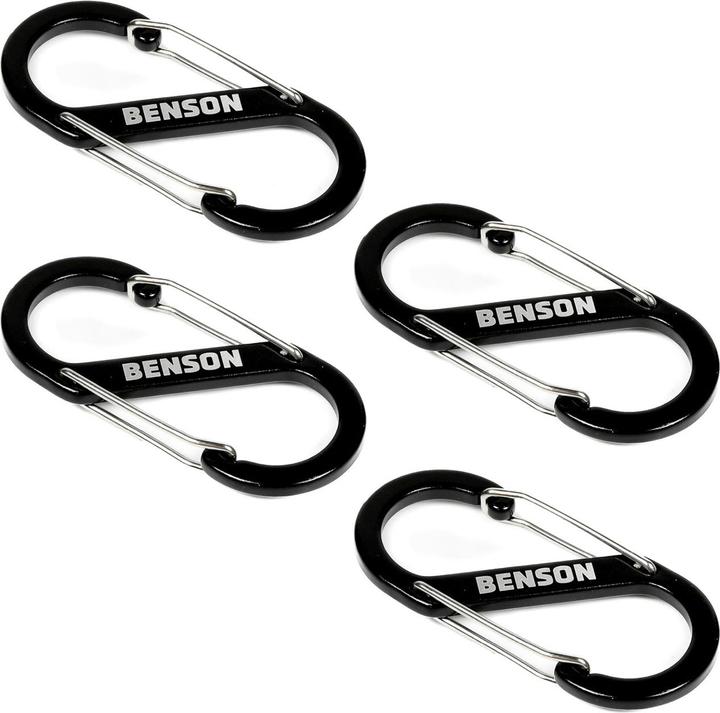 Immagine prodotto Benson Set doppio di moschettoni 4 pezzi, clip a S, 4×9 cm