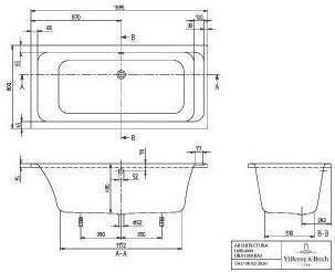 Image du produit Villeroy & Boch Système balnéo V&B ARCHITECTURA avec angle R 170x80 Tech. Pos 2 we (215 l, 170 cm, 80 cm)