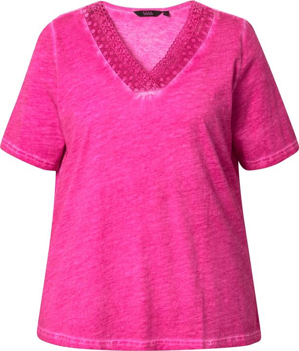 Actual product image Ulla Popken Short Sleeve Lace Trim Tee (46, 48)
