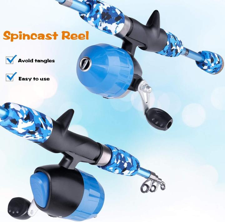 Immagine prodotto Plusinno Set da pesca per bambini in blu (Set da pesca, 150 cm)