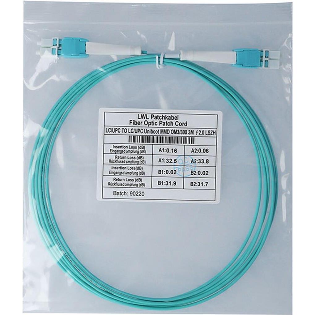Thumbnail - BlueOptics 797902TD120003M kompatibles LC-LC OM3 Uniboot Patchkabel 3 Meter, Transceiver, Blau