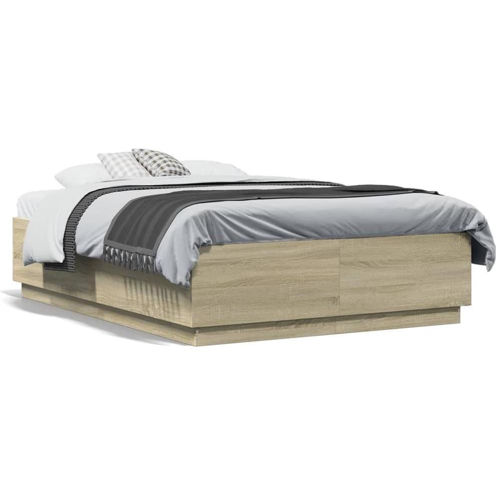 VidaXL, Bett, Bettgestell mit LED (140 x 190 cm)