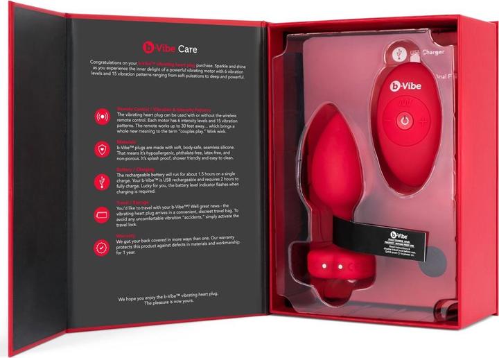 Produktbild Earthly Body B-Vibe - Vibrating Heart Plug M/L Red