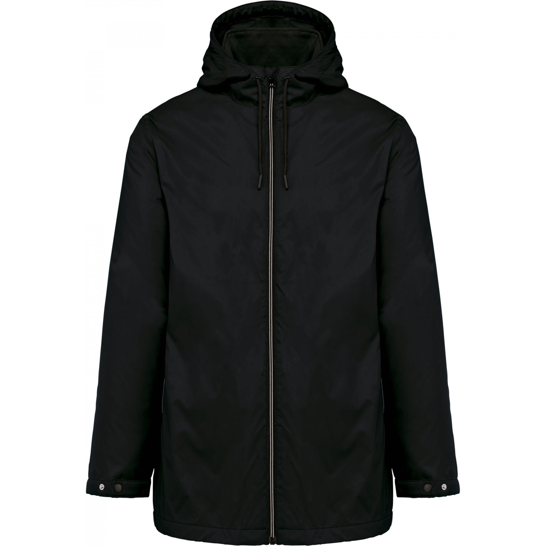 Kariban, Herren, Jacke, Wasserdichte Kapuzenjacke mit Mikrofleece-Futter (XXL), Schwarz, XXL