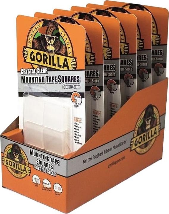 Gorilla Ruban de montage carré transparent 2.5cm x 2.5cm 24pk (25 mm)