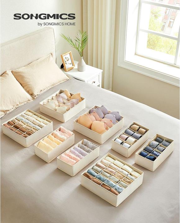 Produktbild Songmics Flatbox Beige, Materialtyp: Textil, Material: Textil (22.50 cm, 8x)