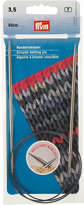 Produktbild Prym Rundstricknadel Messing, silber 3.50 mm, 80 cm, Beutel