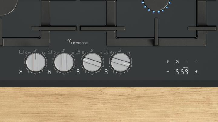 Produktbild Bosch Hausgeräte Serie 8, Gaskochfeld, 60 cm, Hartglas, Schwarz, PRP6A6H40