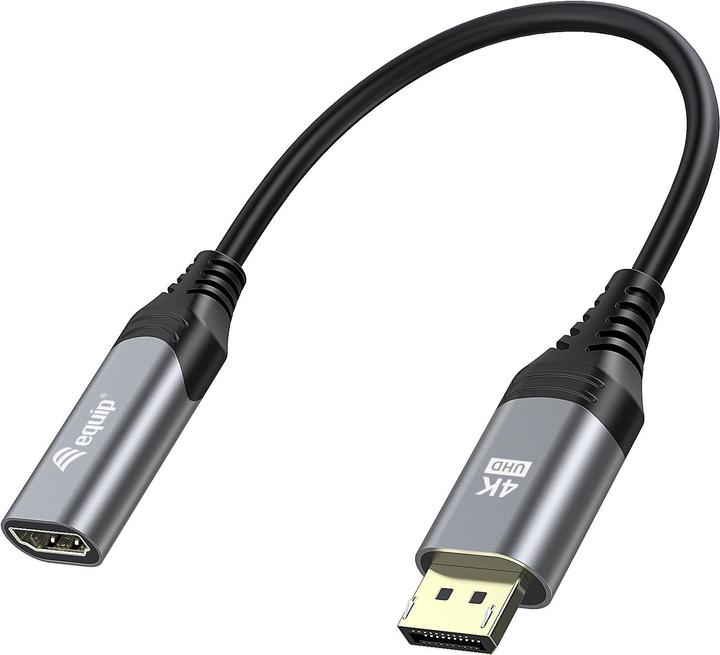 Image du produit equip Adaptateur Displayport->HDMI 1.2 mâle/femelle 4K/60Hz gris (HDMI, 15 cm)