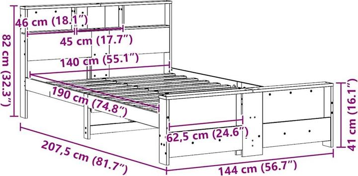 Actual product image vidaXL Bettgestell (140 x 190 cm)