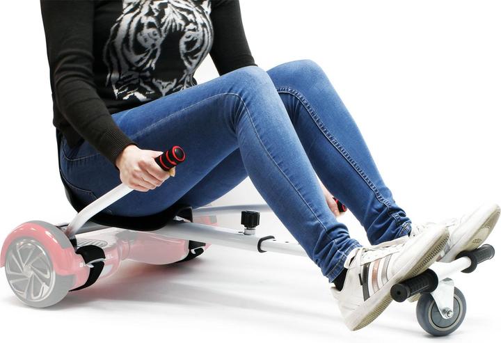 Produktbild Wiltec Sitzscooter Weiss verstellbarer Kartsitz 120kg kompatibel mit Hoverboard