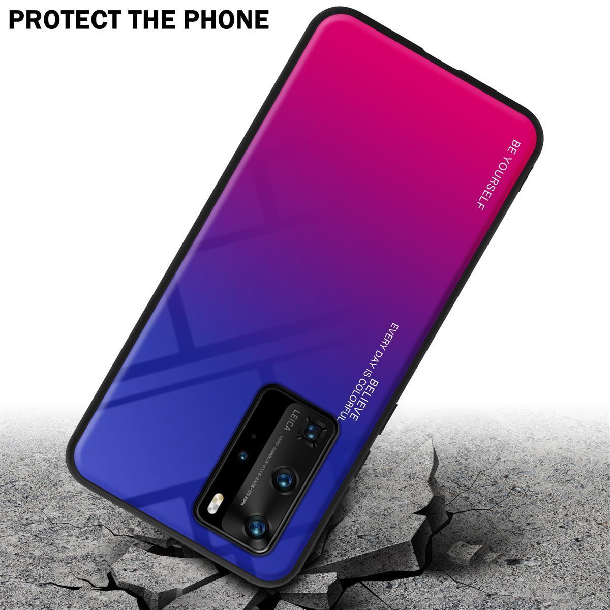 Thumbnail - Cadorabo TPU 2 Farben Glas Cover (Huawei P40 Pro+), Smartphone Hülle, Schwarz