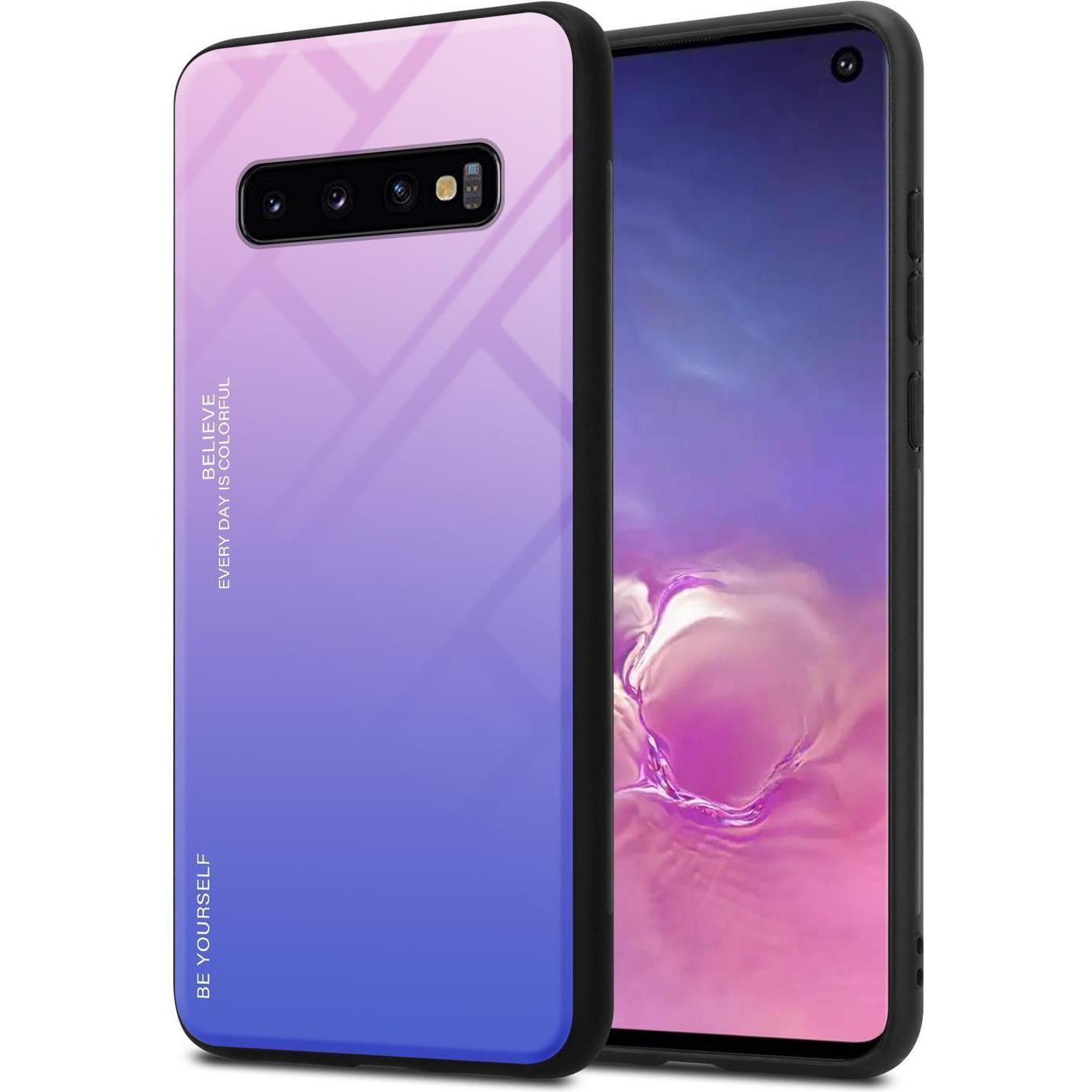 Cadorabo TPU 2 Farben Glas Cover (Samsung Galaxy S10), Smartphone Hülle, Schwarz