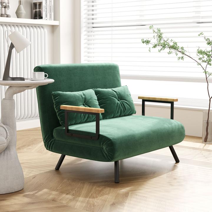 Produktbild Homcom Schlafsofa Stahl, Polyester Grün