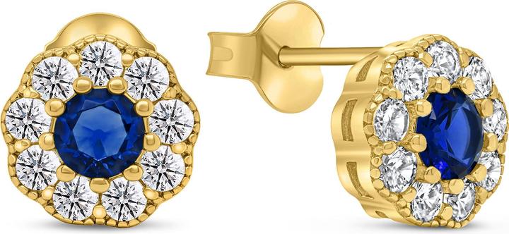 Actual product image Brilio Silver - Elegant gold-plated earrings with zircons Flowers EA331YB