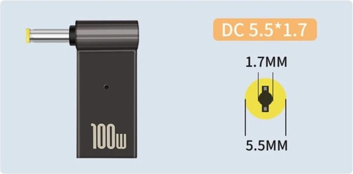 Produktbild PowerGuard USB-C to Notebook Charger Adapter DC Barrel (5.5 x 1.7 mm) (100 W)