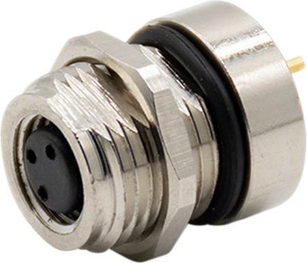 Immagine prodotto RND Connettore circolare, M8, connettore femmina, diritto, poli - 3, saldato, montaggio a pannello