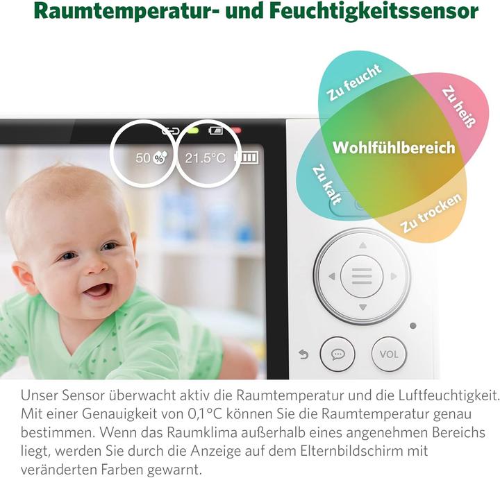 Produktbild Leapfrog Babyfon mit Kamera, 720p HD-Display, App, WLAN, Temperatur- und Feuchtigkeitssensor (Babyphone mit Kamera, 300 m)