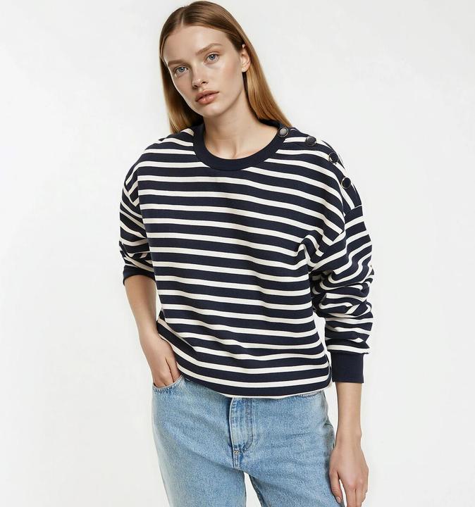 Actual product image La Redoute Collections Gestreiftes Sweatshirt mit geknöpfter Schulter (XL)