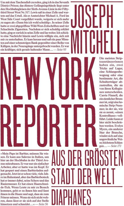 Actual product image New York Reporter (German, Andrea Stumpf, Joseph Mitchell, Sven cook, 2021)