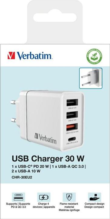 Actual product image Verbatim Charger (30 W, 4 ports)
