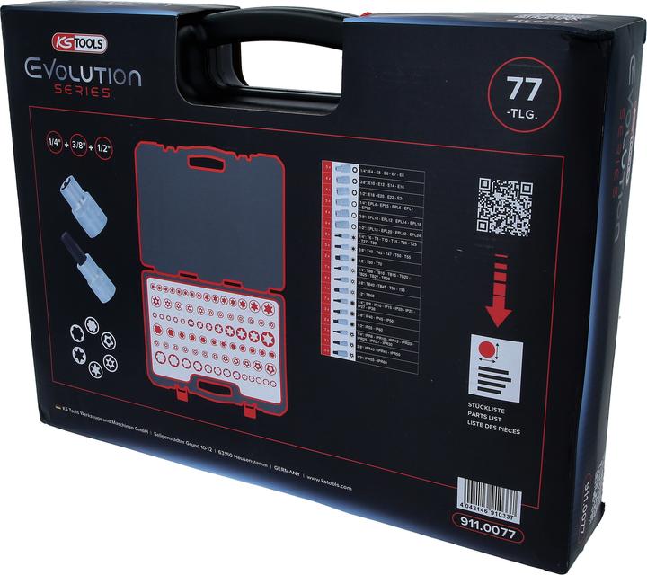Actual product image KS Tools 1/4+3/8+1/2 Torx socket spanner set, 77 pcs