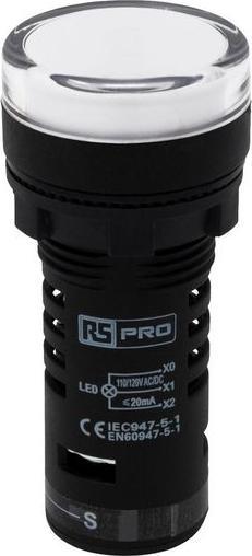 Produktbild RS PRO LED Indicator 22mm White 110V Test Circ