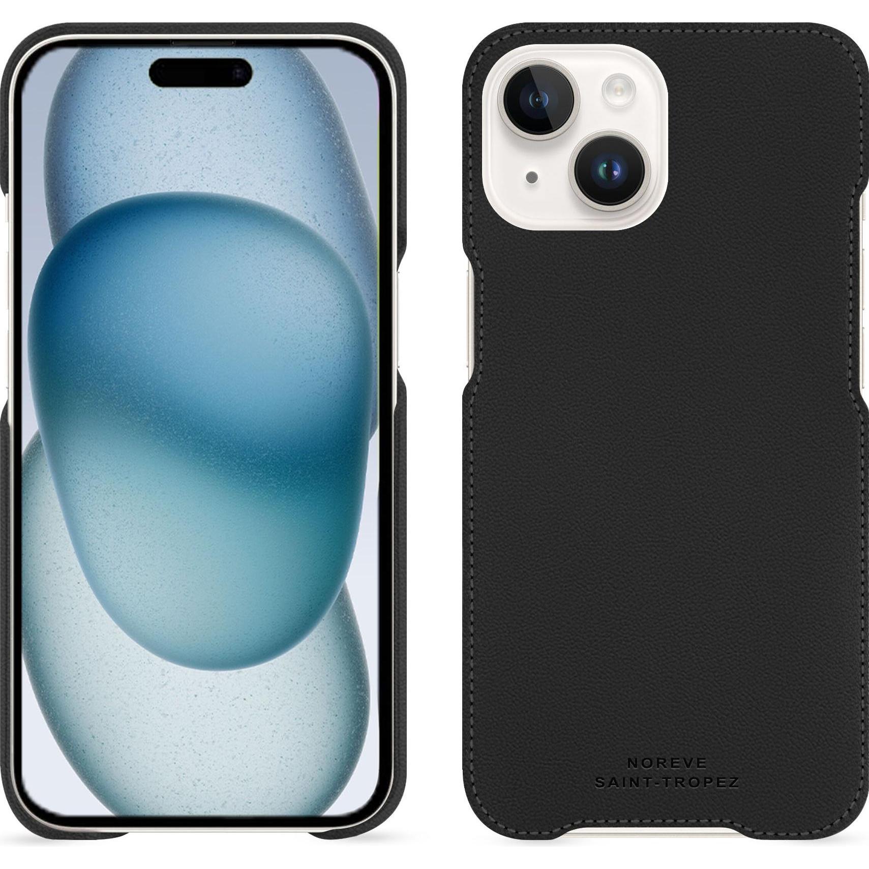 Noreve Lederschutzhülle (Apple iPhone 15), Smartphone Hülle, Schwarz