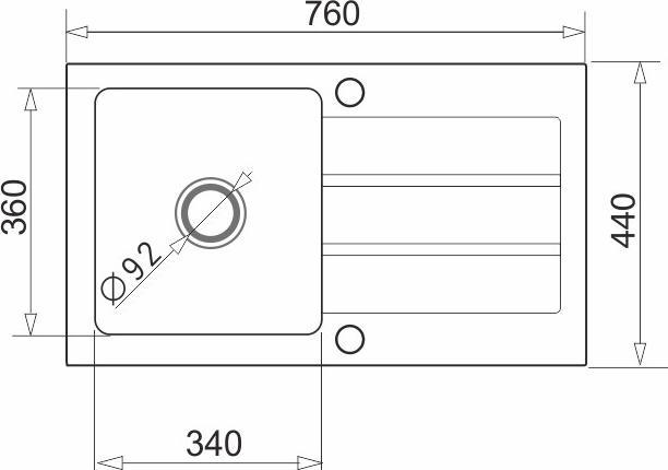 Pyramis Zlew. NEXT (76x44) 1B 1D szary beton
