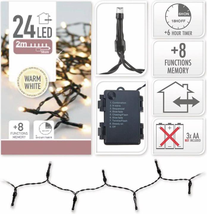 Productafbeelding FT Feeënlampjes 24 LED, warm wit (1.80 m)