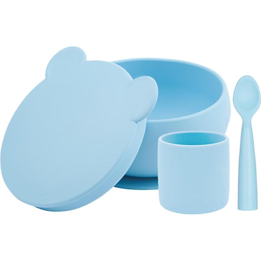 Minikoioi, Kindergeschirr + Kinderbesteck, Set aus Glas, Schüssel und Löffel