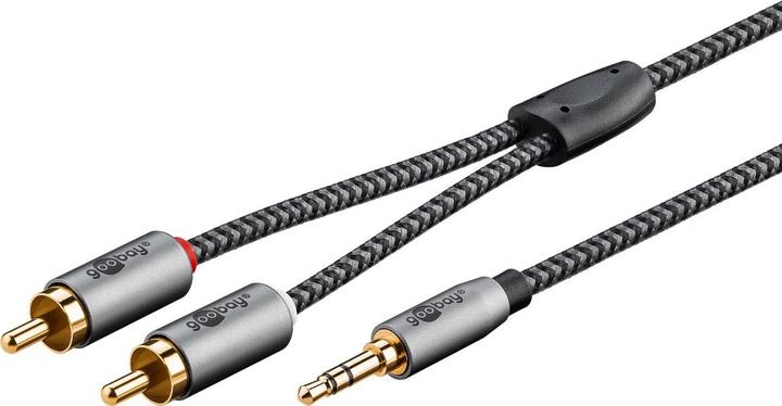 Produktbild Goobay Audio Adapterkabel AUX, 3,5-mm-Klinke zu Stereo-Cinch-Stecker, 5 m, Sharkskin Grey (5 m, Cinch)