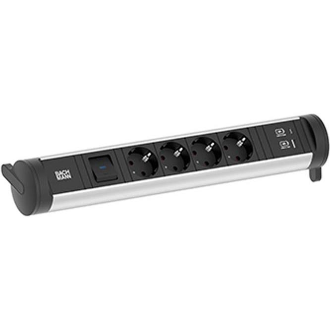 Bachmann, Steckdosenleiste, 706.002 CYCLE Base 4xCEE7/3 1xSchalter (4 x, CEE 7/3, 0.20 m)