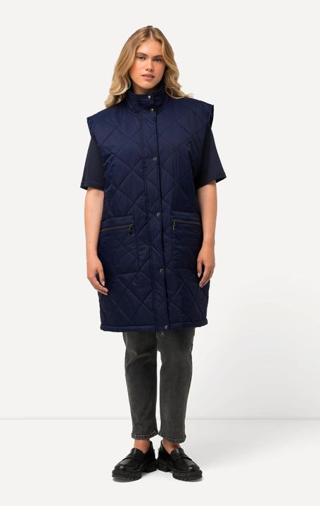 Produktbild Ulla Popken Long-Steppweste, Stehkragen, Zipper, Zipptaschen (50, 52)