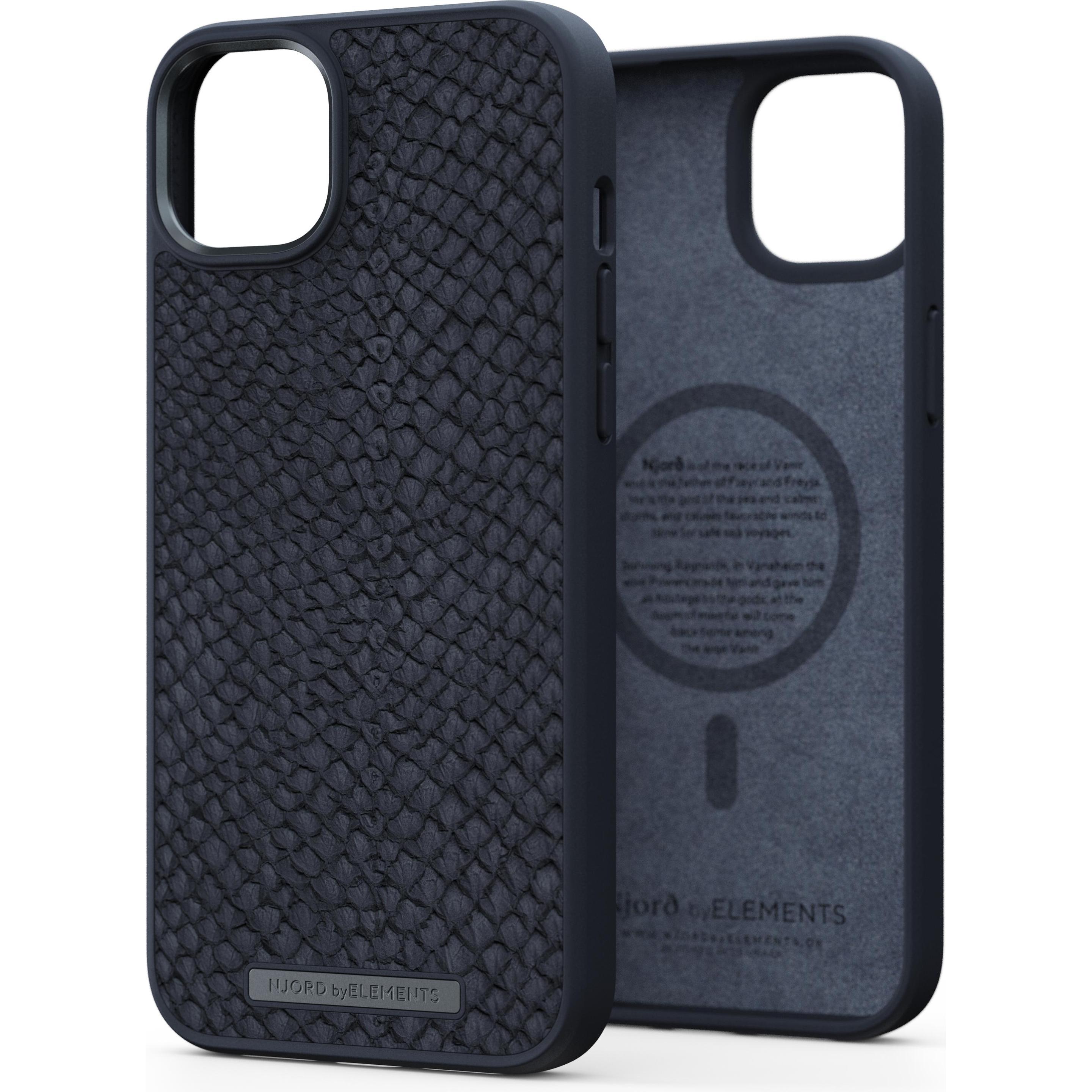 Njord Salmon Leather (Apple iPhone 14 Plus), Smartphone Hülle, Schwarz