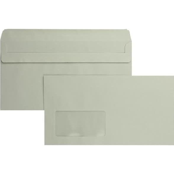Blanke, Briefumschlag, Briefumschläge 125x235mm 75g/qm selbstklebend Fenster VE=1000 Stück grau (1000 x)