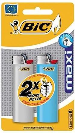 Bic 2 Reibrad Feuerzeuge Maxi J26 sort Blister