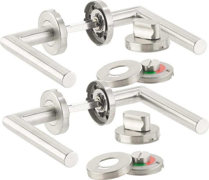 AGT Set di 2 accessori per porte in acciaio inossidabile per bagno e WC (Maniglia della porta)