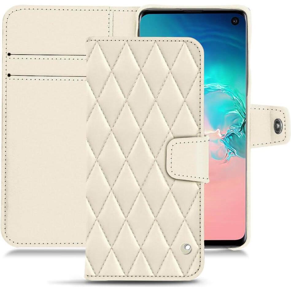 Noreve Lederschutzhülle Wallet (Samsung Galaxy S10e), Smartphone Hülle, Weiss