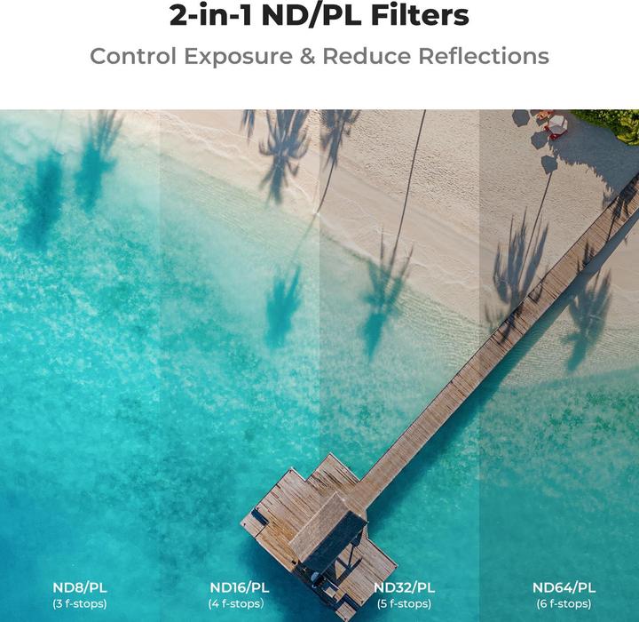 Produktbild K&F Concept 4pcs Filter Kits, ND8&PL+ND16&PL+ND32&PL+ND64&PL, HD, Anti-Reflection Green Coating, Waterproof and (Drohnen Filter, DJI Air 3s)