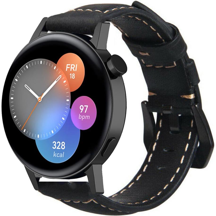 Strap-it Lederarmband (20 mm, Leder), Uhrenarmband, Schwarz