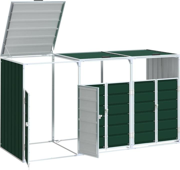 Image du produit vidaXL Abri pour poubelles 3 tonnes vert 216x81x115 cm acier