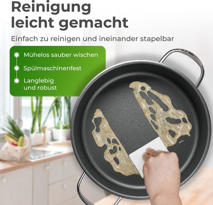 Actual product image KLAMER 28cm induction serving pan, non-stick, ovenproof, incl. lid (28 cm, Casserole + Stewpot, Stainless steel)