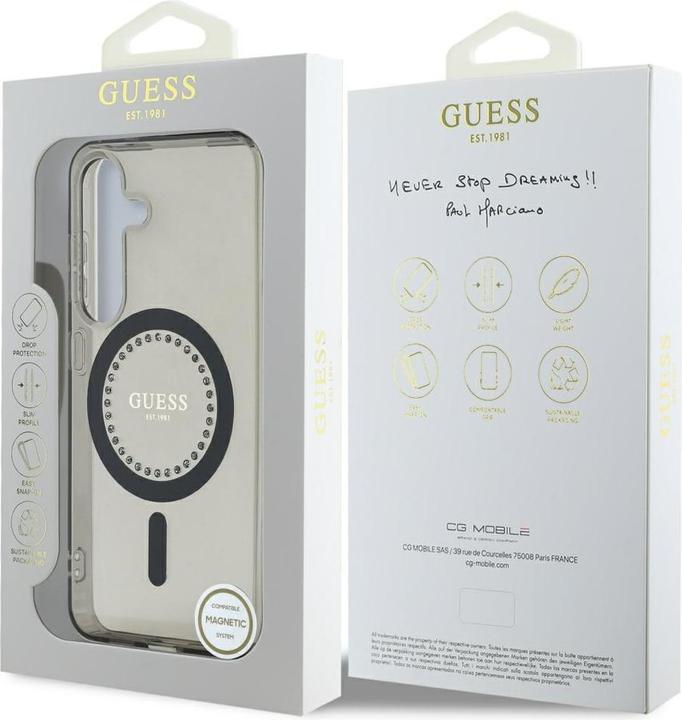 Actual product image Guess Etui Rhinestones Printed Classic Logo MagSafe Samsung Galaxy S25 czarny (Samsung Galaxy S25)