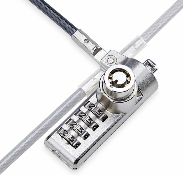 Productafbeelding StarTech COM 10-pak dubbele toegang laptopslot 2m kabelslot met sleutel en cijferslot K-S