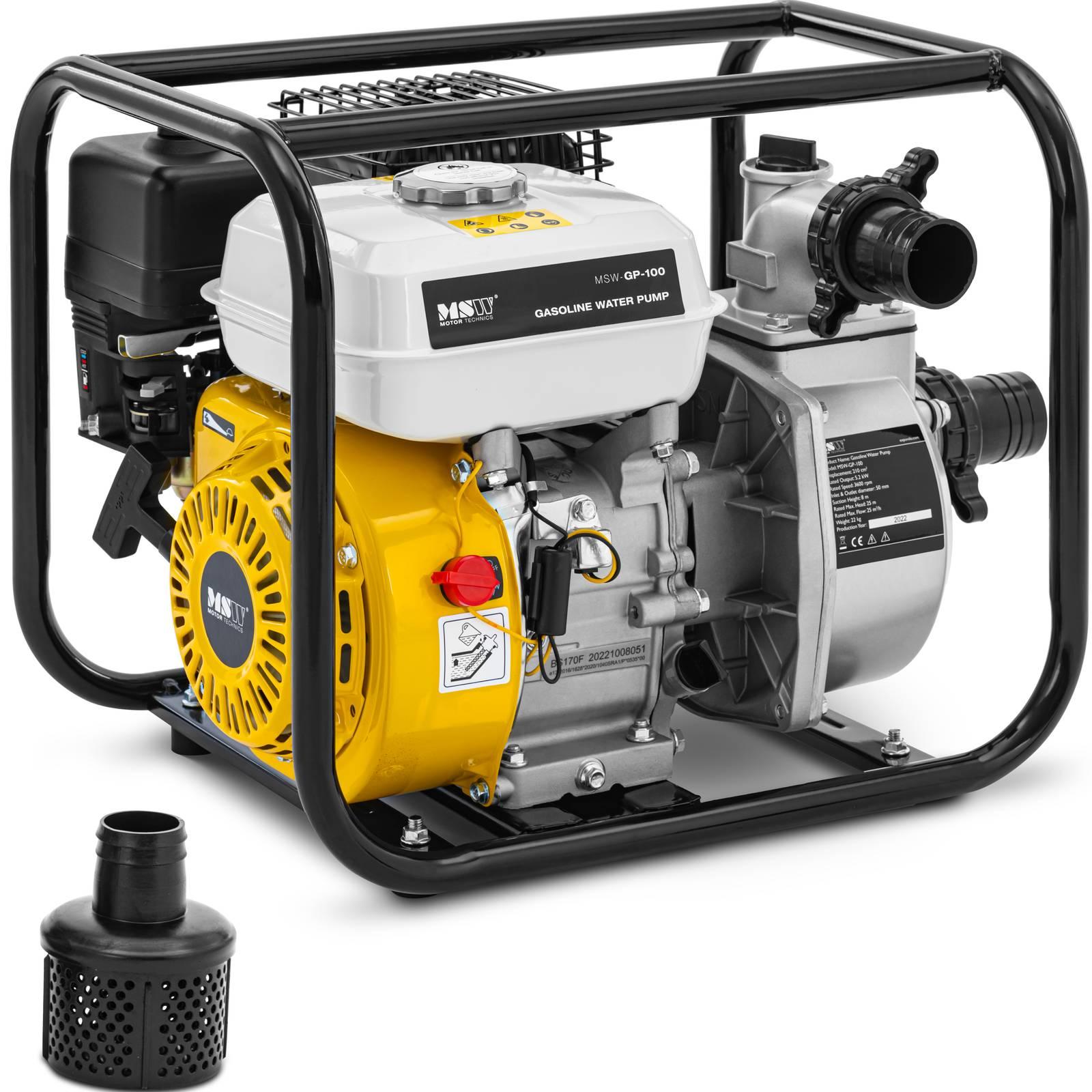 MSW, Wasserpumpe, Wasserpumpe Schmutzwasserpumpe Benzin Motorpumpe 7 PS 3600 U/min 25 m³/h (Gartenpumpe)