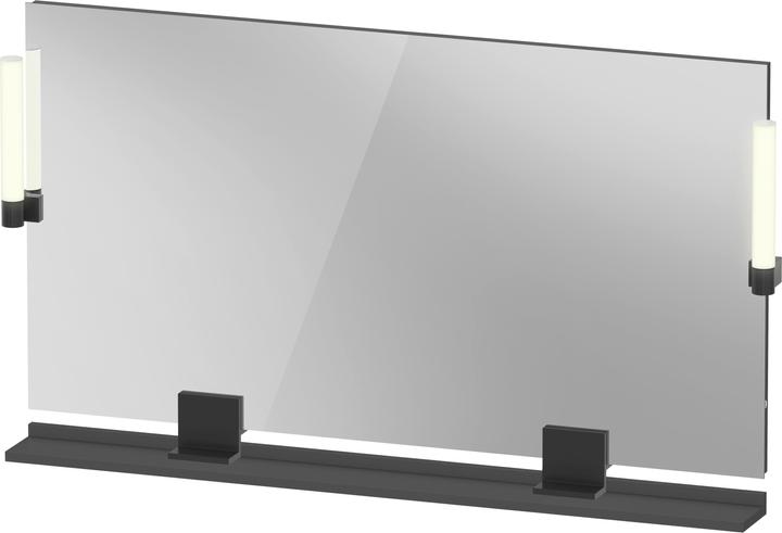 Duravit Sivida Spiegel, Diamantschwarz Matt, 1250x36x650mm, Aufsatzleuchte, Sensorschalter, Netzansc (73 x 135 cm)