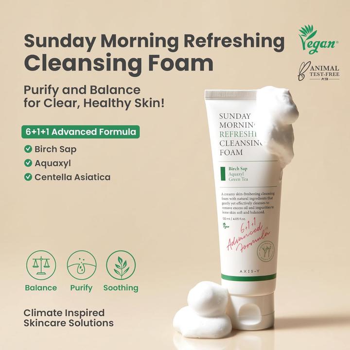 Actual product image Axis-Y 6+1+1 - Sunday Morning Refreshing Cleansing Foam (Facial cleansing wipes, 120 ml)
