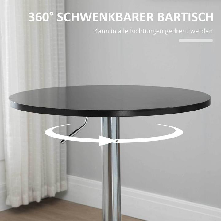 Image du produit Homcom Table de bar avec fonction de réglage en hauteur (Ø 61 x 90 cm)