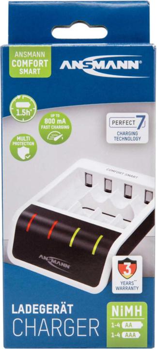 Productafbeelding Ansmann Comfort Slimme Lader (1 Pcs., AAA, AA, 800.80 mAh, Oplaadbare batterijen + lader)